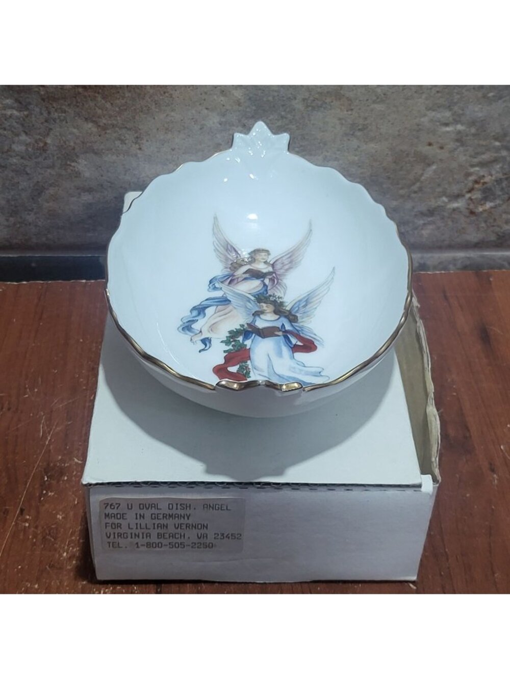 Vintage Reutter Porzellan Germany Trinket Dish Two Winged Angels
